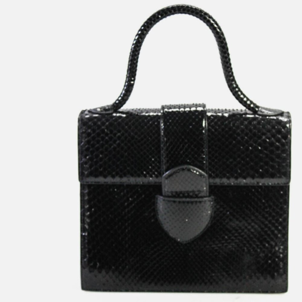 Alaia Womens Leonie 23cm Python Snakeskin Flap Crossbody Handbag Black